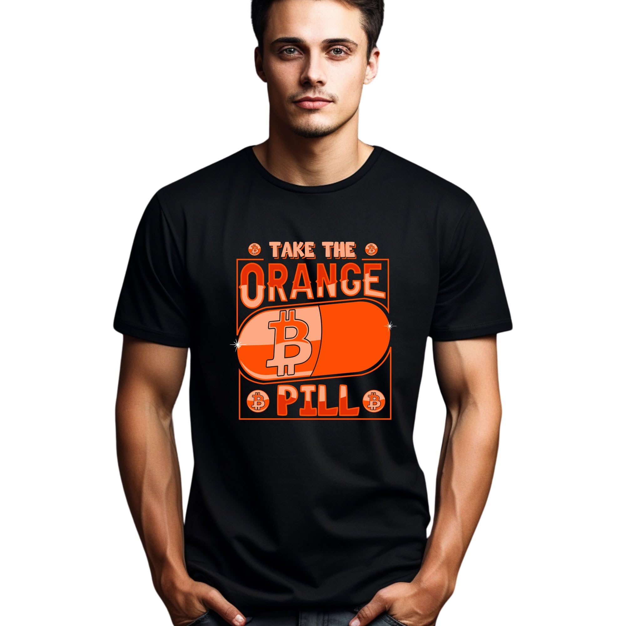 Seek Buy Love Orange Bitcoin Pill T Shirt Cryptocurrency Enthusiast |  Desertcart Seychelles