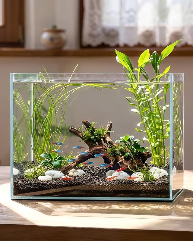 Aquário Nano de Vidro Transparente e Rimless minilake 11,36 L
