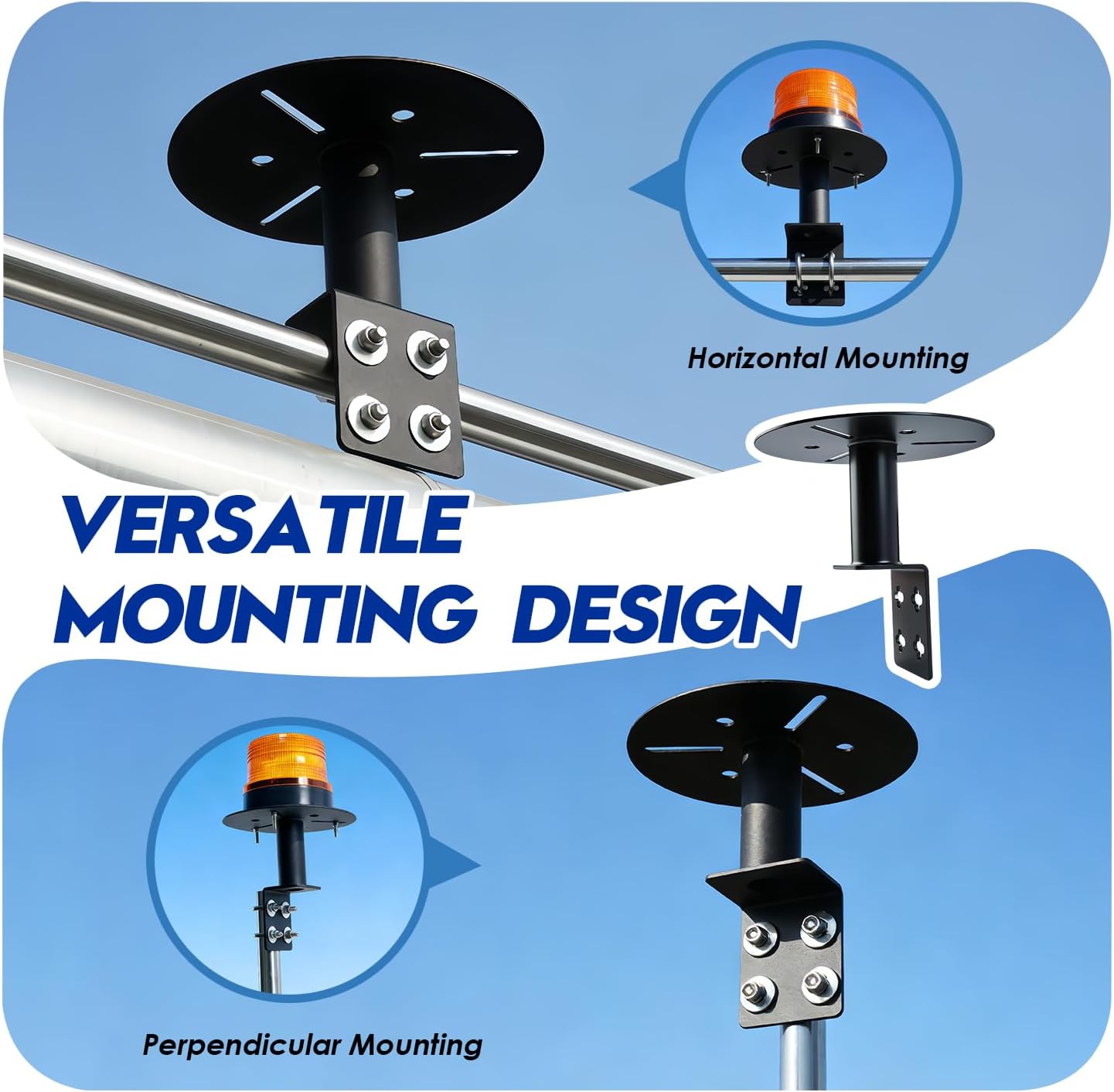 6 inch Diameter Strobe Light Mounting Bracket, Strobe Beacon Mount, Bolt-on Mount Safety Light Mount for Trucks Trailers, Rustproof, Fit All Warning/Beacon Lights, 2Pcs
