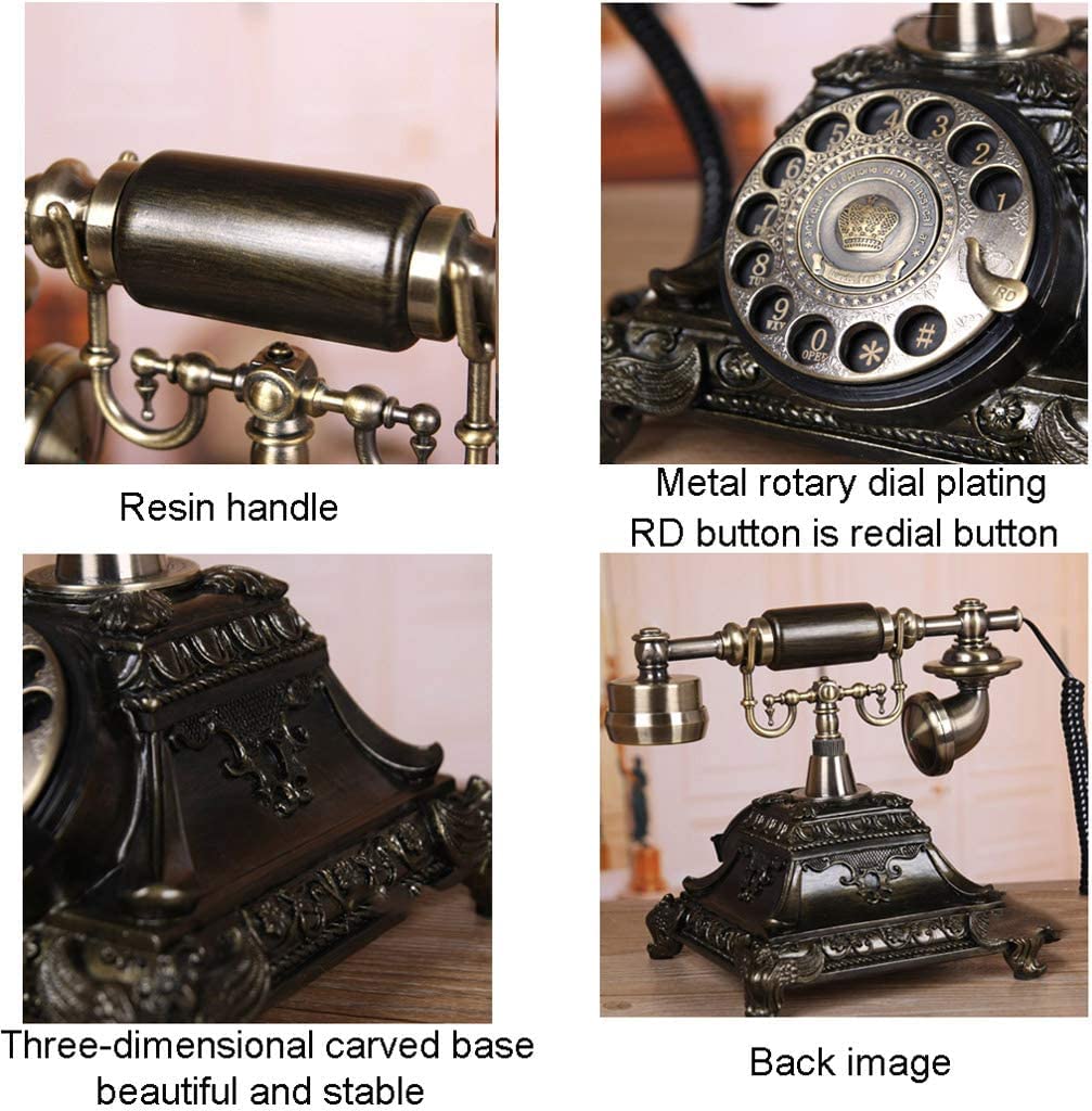 Glaceon Home Phone Vintage Telephone Fixed Phone Rotating Dial Antique Living Room Antique Rotating Vintage Telephones Home Bedroom Creative Retro Fixed Phones Fashion (Square) 4
