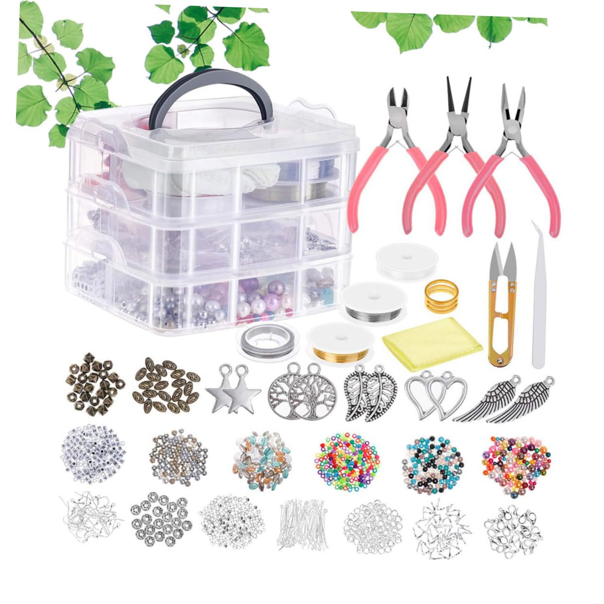 1186 Pièces Kit de Fabrication de Bijoux à Trois Couches pour Créateurs