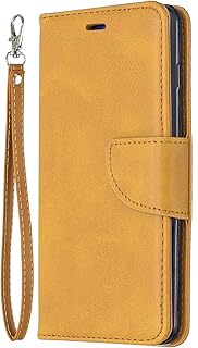 Funda para iPhone 16e compatible con iPhone 16e, funda de piel con tapa, función atril, carcasa magnética, color amarillo