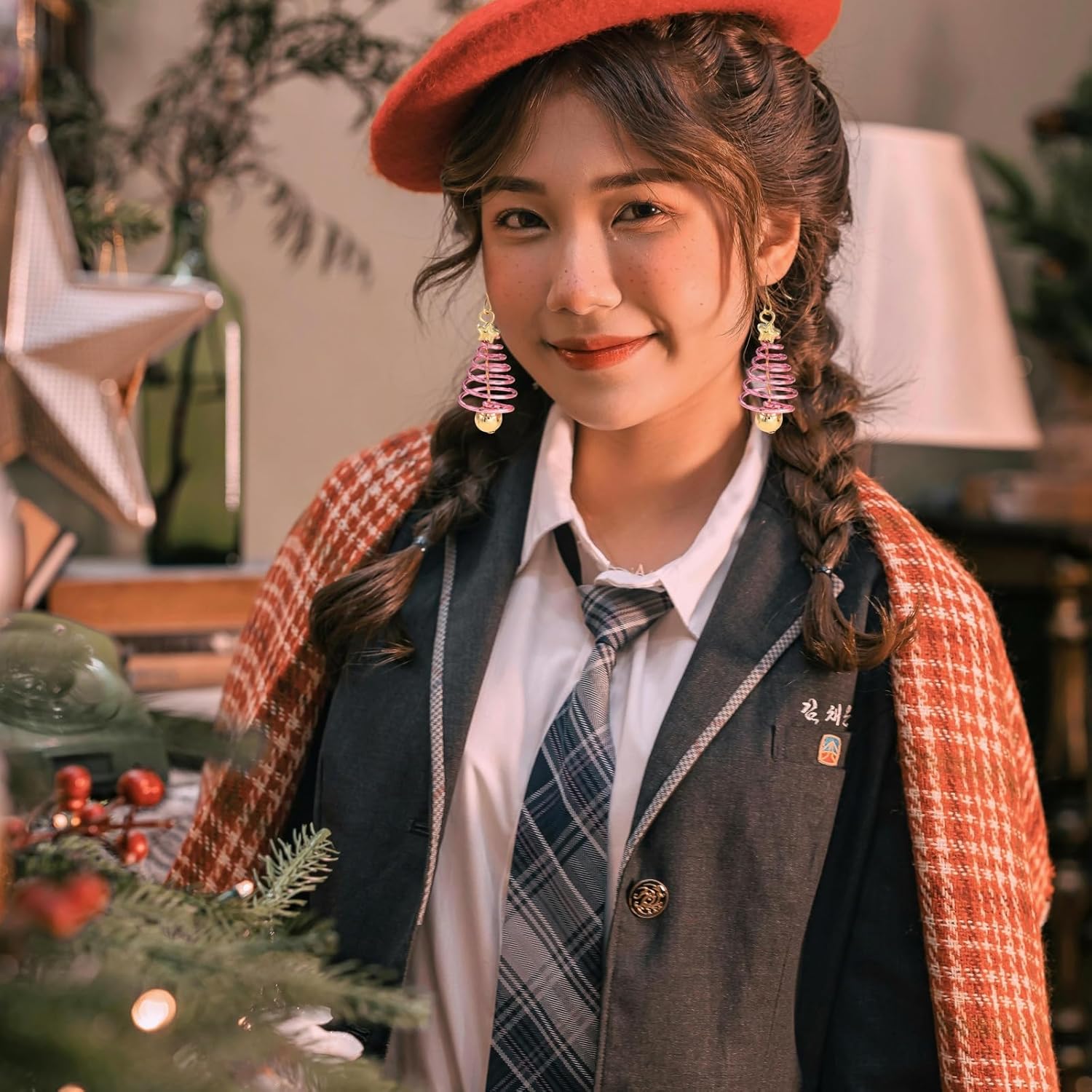 Christmas Tree Earrings for Women Vintage Stars Swirl Earrings Colourful Fluorescence Christmas Drop Dangle Earrings Xmas Party Birthday Fashion Jewelry - Image 2