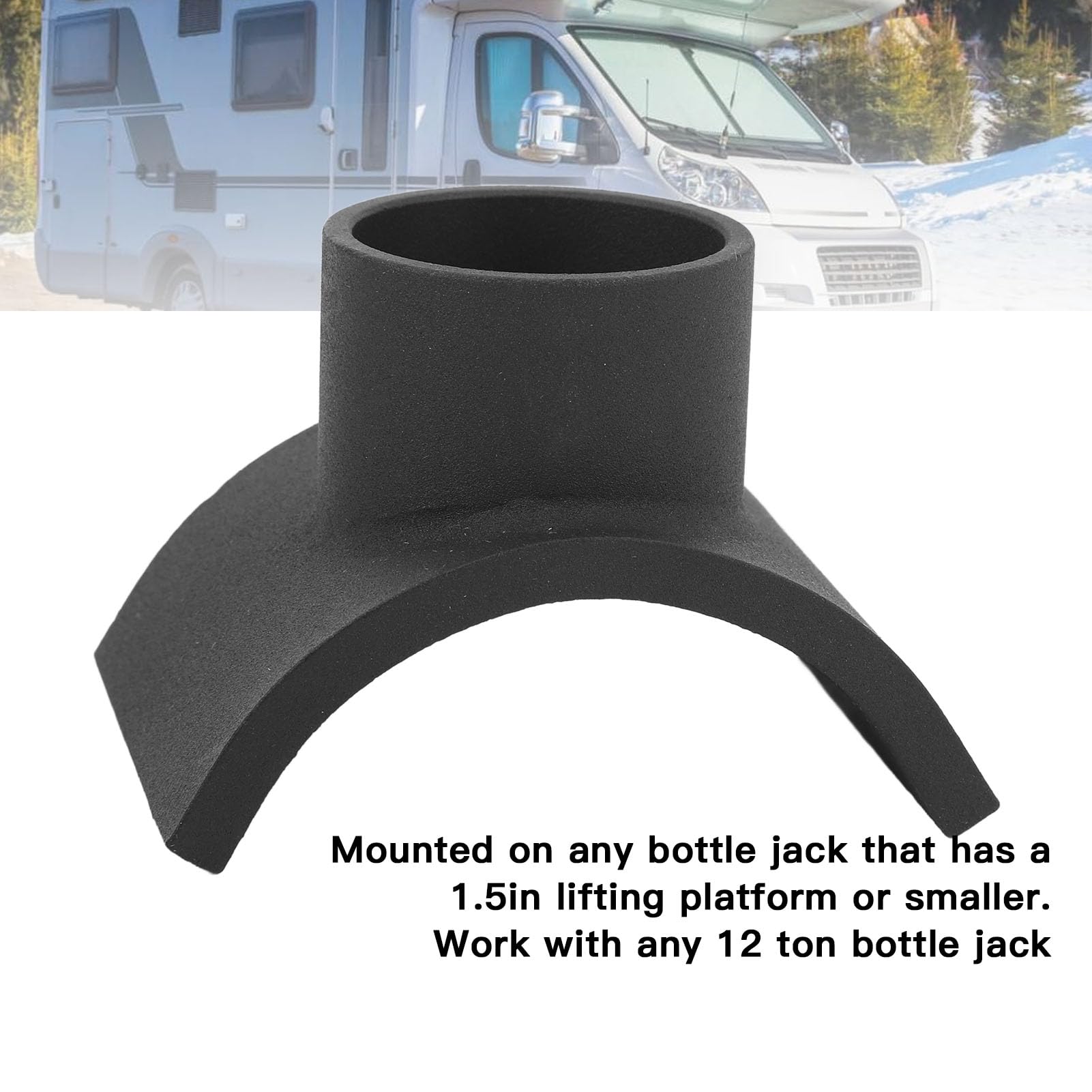 Bottle Jack Adapter Saddle Iron Structure Hydraulic Lifting Axle Saddle with Cushion Pad 4in Tube Black for Vehicle Maintenance