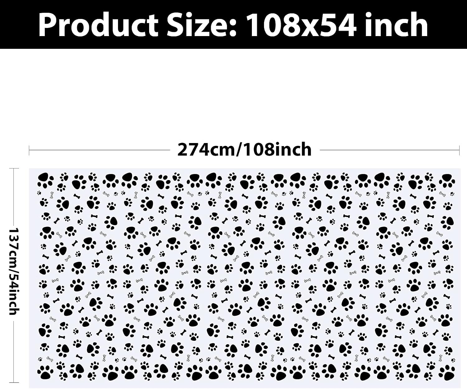 DUAIAI 3 Pack Puppy Dog Pet Paw Print Plastic Tablecloth Table Cover,Large Paw Print and Bone Sign Plastic Disposable Rectangle Table Cover for Pet Dog Themed Birthday Party Decorations,54x108 inch
