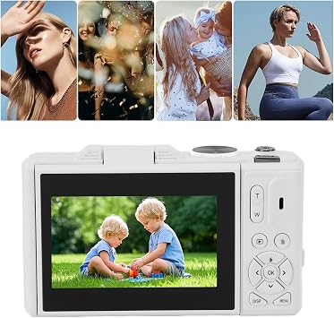 5K Digital Camera, 75MP Vlogging Camera, 18x Zoom, 3 Flip Screen, HD Compact Camera for Travel Photography White