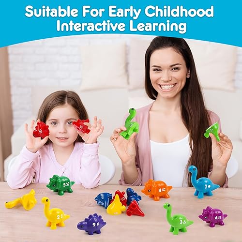 Miniatura 6 de Juguetes Montessori de dinosaurio para niños de 2 a 4 años, juegos de coincidencia de números, aprendizaje preescolar, educativos, habilidades