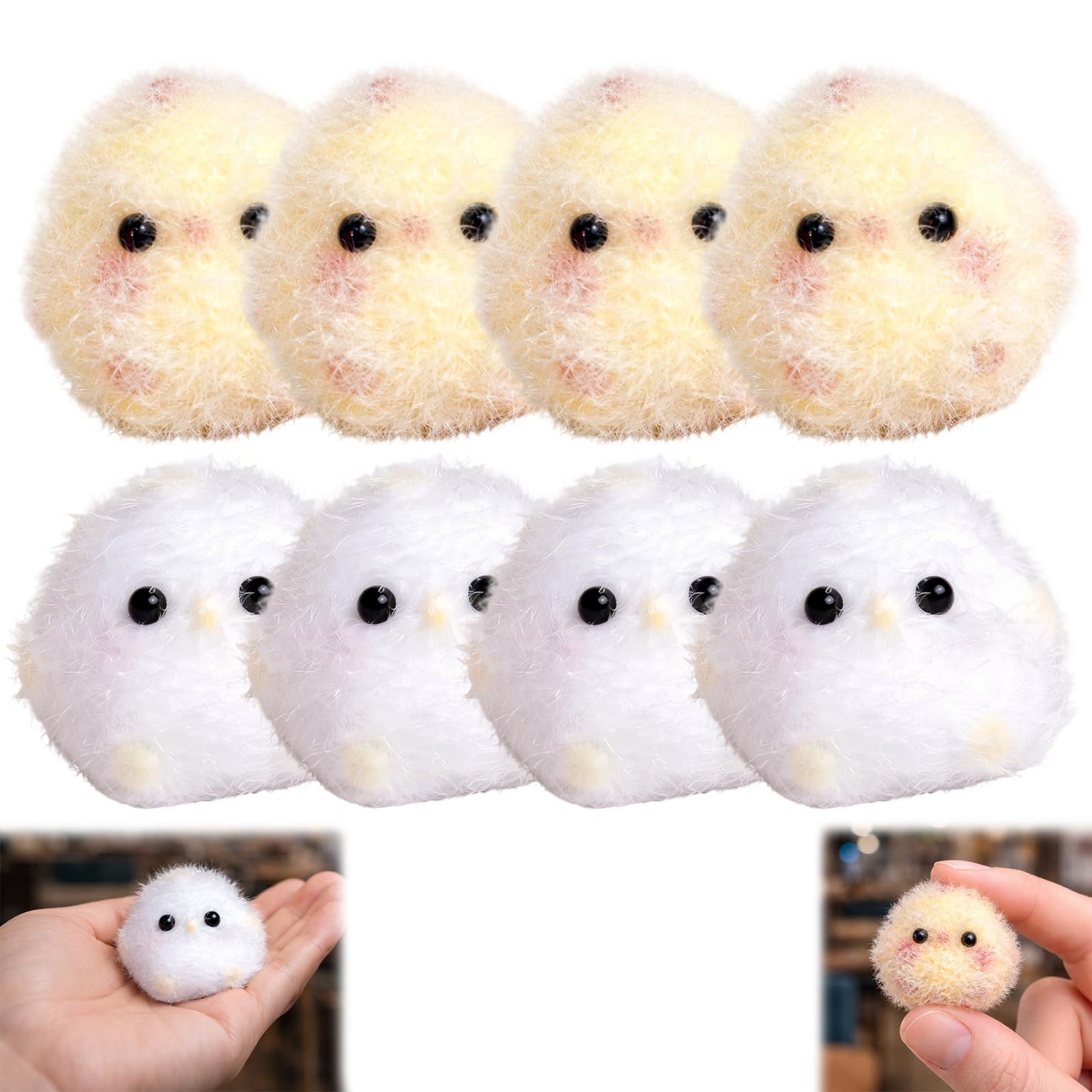 8 PCS taba squishy chick Mini Taba Squishy Decor, Desk Sensory Decorations, Stress Relief & Focus Accessories, Stylish Decorative Ornaments