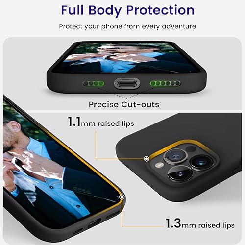 Miniatura 4 de OTOFLY Diseñada para iPhone 15 Pro, funda delgada de silicona a prueba de golpes para iPhone 15 Pro (6.1 pulgadas), color negro