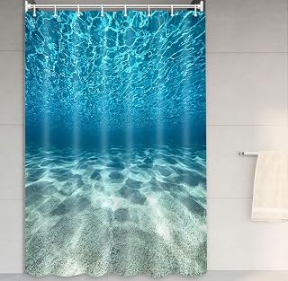MERCHR Blue Ocean Beach Shower Curtain, Nature Underwater Sea World Scene Bathroom Curtains Waterproof Fabric, 48X72 Inches