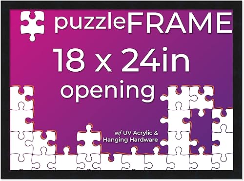 Miniatura 34 de Poster Palooza 16x20 Jigsaw Puzzle Frame Kit - Kit Includes Puzzle Glue Sheets, Black Wood Puzzle Frame with White Mat, UV Acrylic, Backing, Hanging