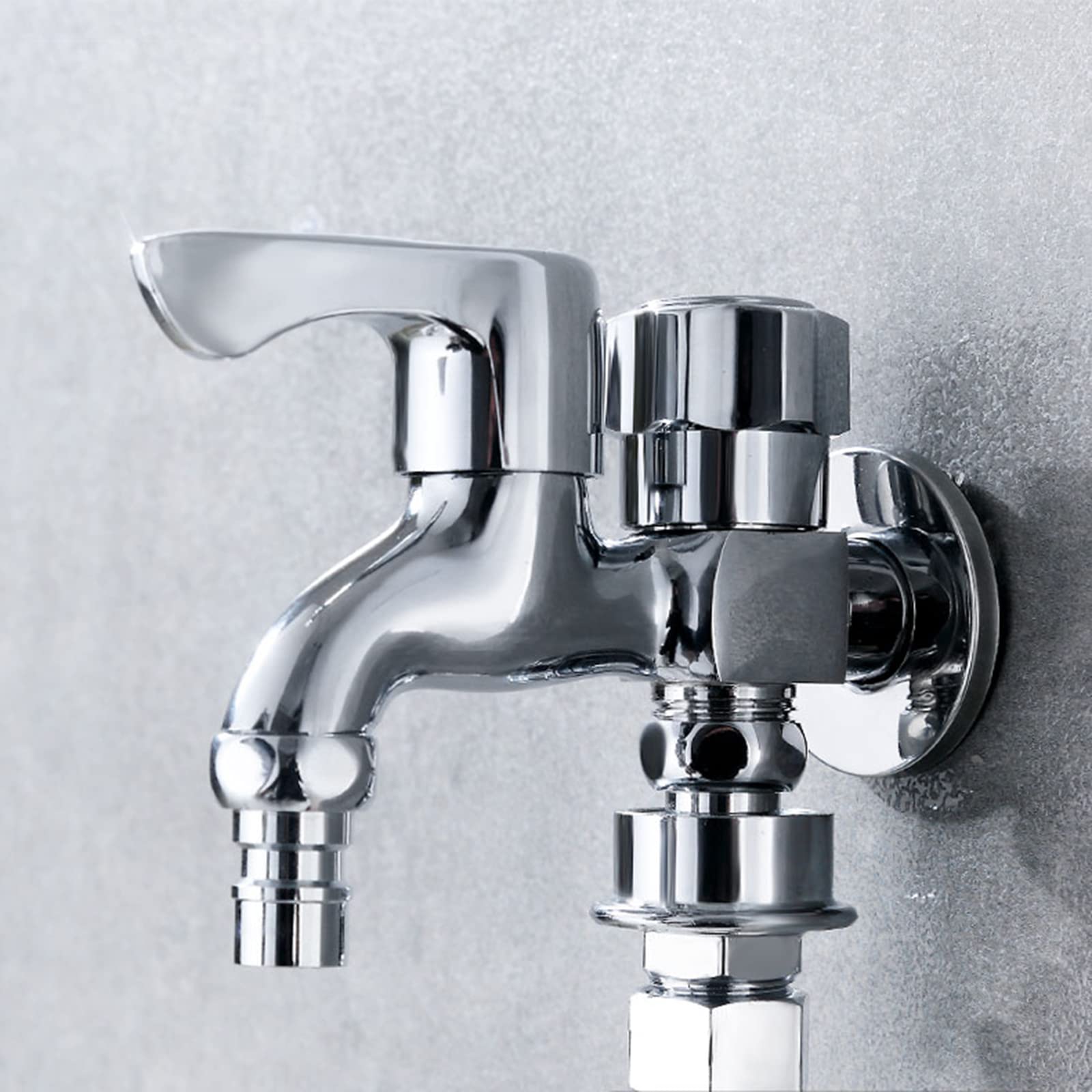 ISCBAFYX Lavadora Grifo de Mezcla de Agua fría Caño Doble Latón Fregadero de lavandería Divisor de Manguera Adaptador de Salida Doble para baño Inodoro, Cromo C (Negro A)