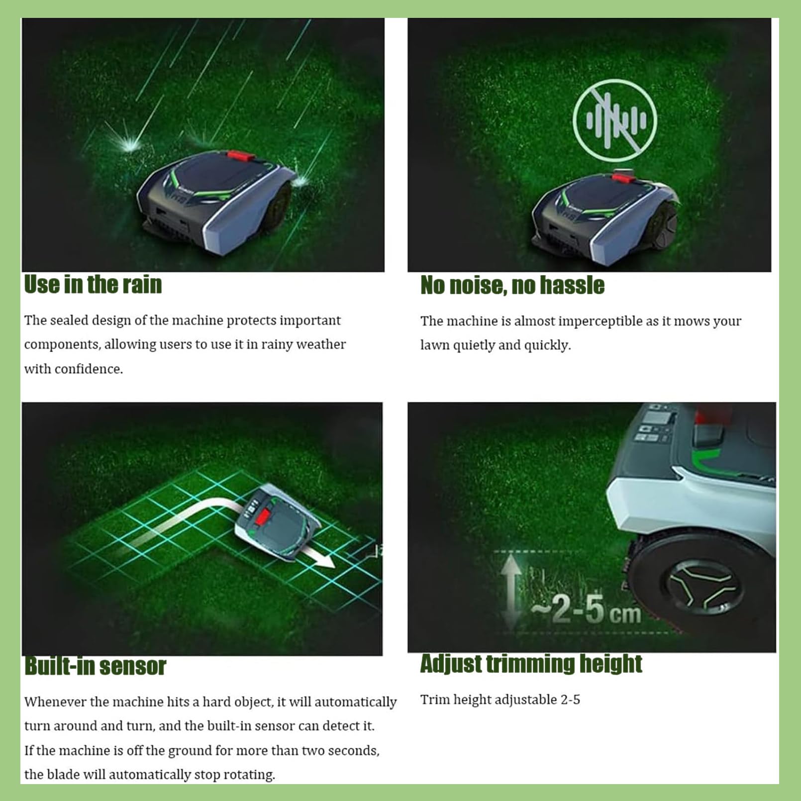 Robot cortacésped para céspedes de hasta 1500 m2 con Pendiente del 25%, ultrasilencioso, navegación Inteligente por satélite para céspedes Grandes Que Corta Solo,B