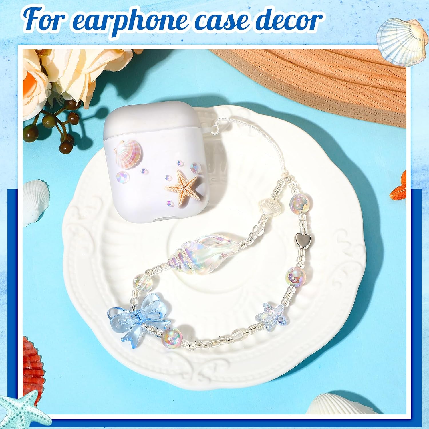 Camera Charms Strap -1PC Blue Star Phone Charm Strap Universal Digital Camera Chain Lanyard Cellphone Chain String Charm for Earhone Case Women(Blue Starfish,1PC)
