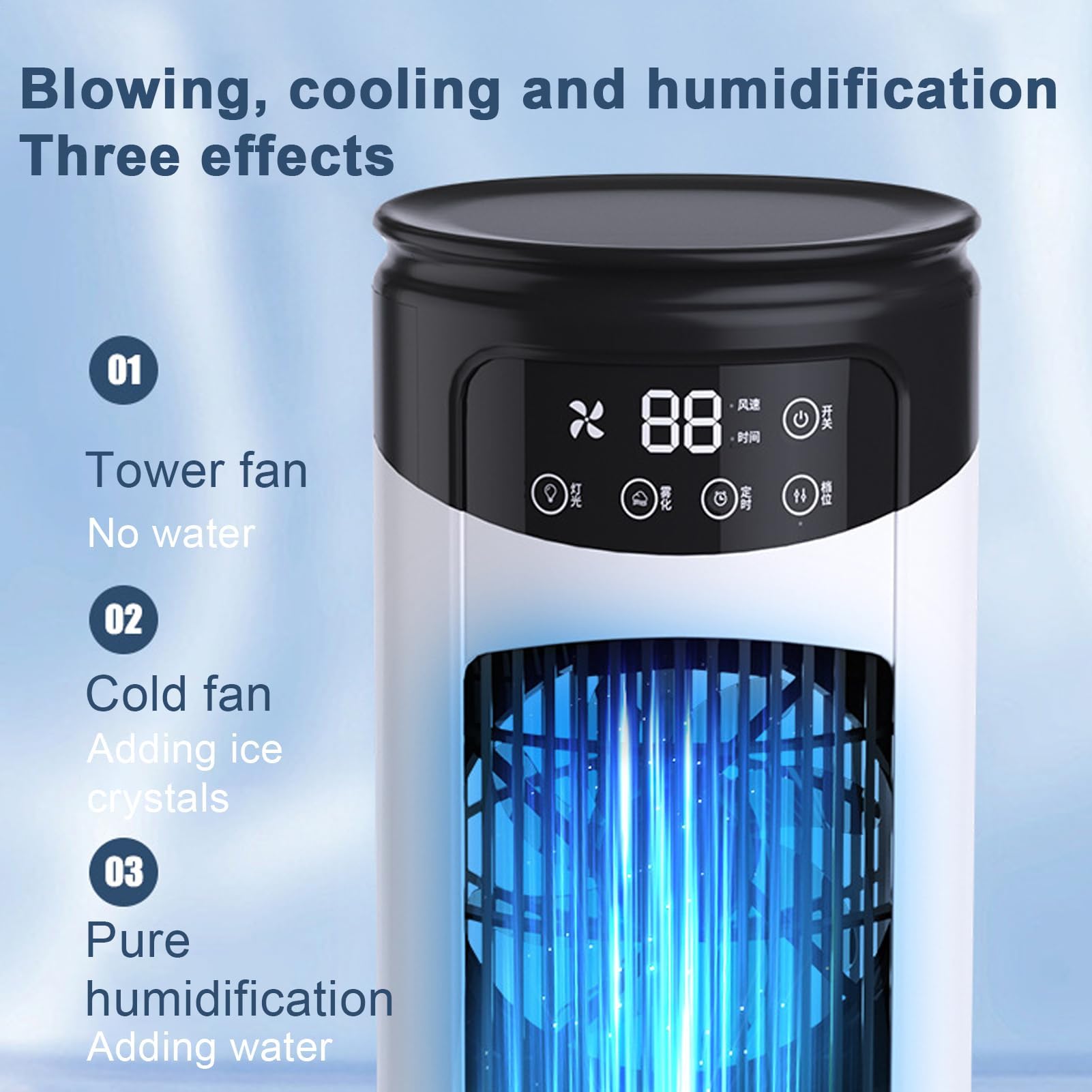 Ventilatore portatile per condizionatore d'aria – umidificatore multifunzionale con nebbia di raffreddamento per casa, ufficio, cucina, scrivania, soggiorno, garage, escursionismo