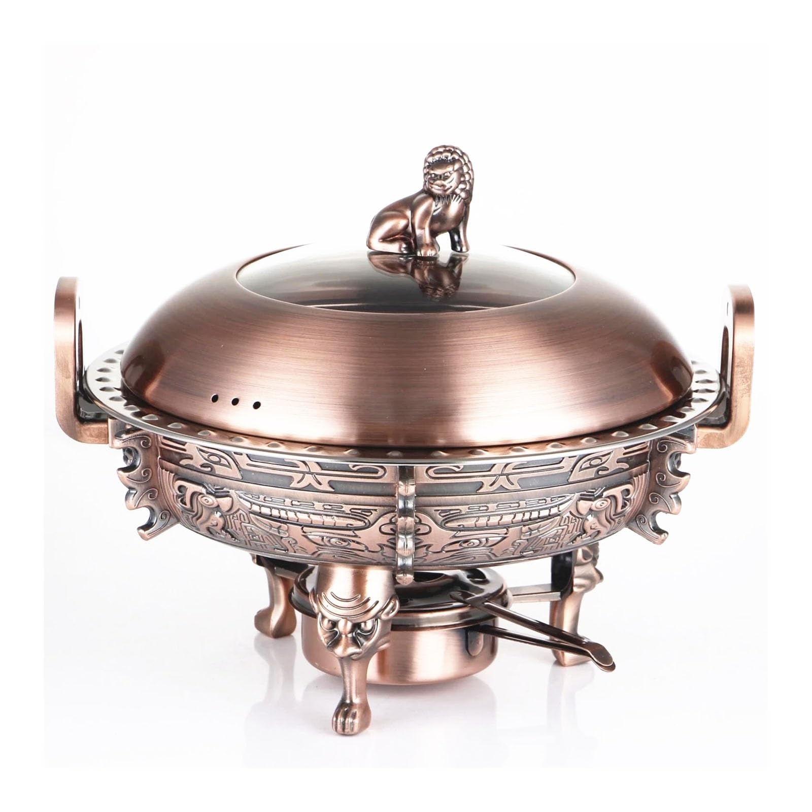 Ensemble de plats à frire pour buffet, plateau chauffant en acier inoxydable durable avec couvercle, récipient chauffant rond pour restauration, fête, banquet, mariage, service alimentaire