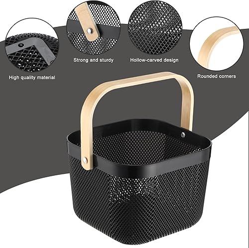 Miniatura 4 de Roshtia 6 cestas de almacenamiento de malla de plástico con asa de 9.8 x 10.2 x 7.1 pulgadas, cesta de almacenamiento de cosecha de jardín,