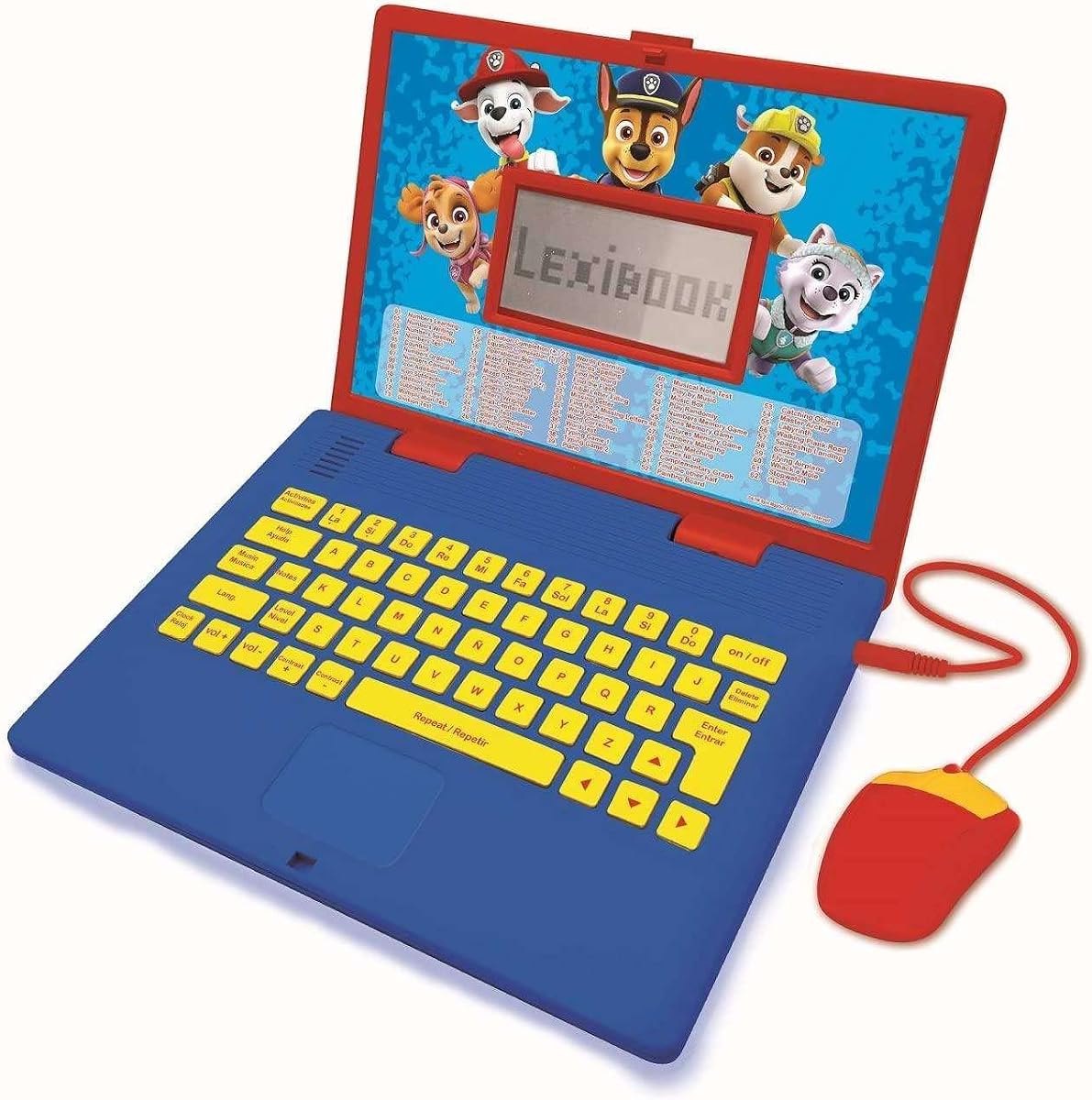 Lexibook, portátil educativo Paw Patrol para niños, JC598PAi2 | Español/Inglés, 124 actividades, Juegos didácticos y música, Rojo/Azul