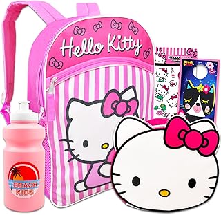 Hello Kitty Backpack and Lunch Box Set for Girls - Bundle with 16â€ Hello Kitty Backpack, Lunch Bag, Water Bottle, Stickers, More | Hello Kitty School Backpack for Girls