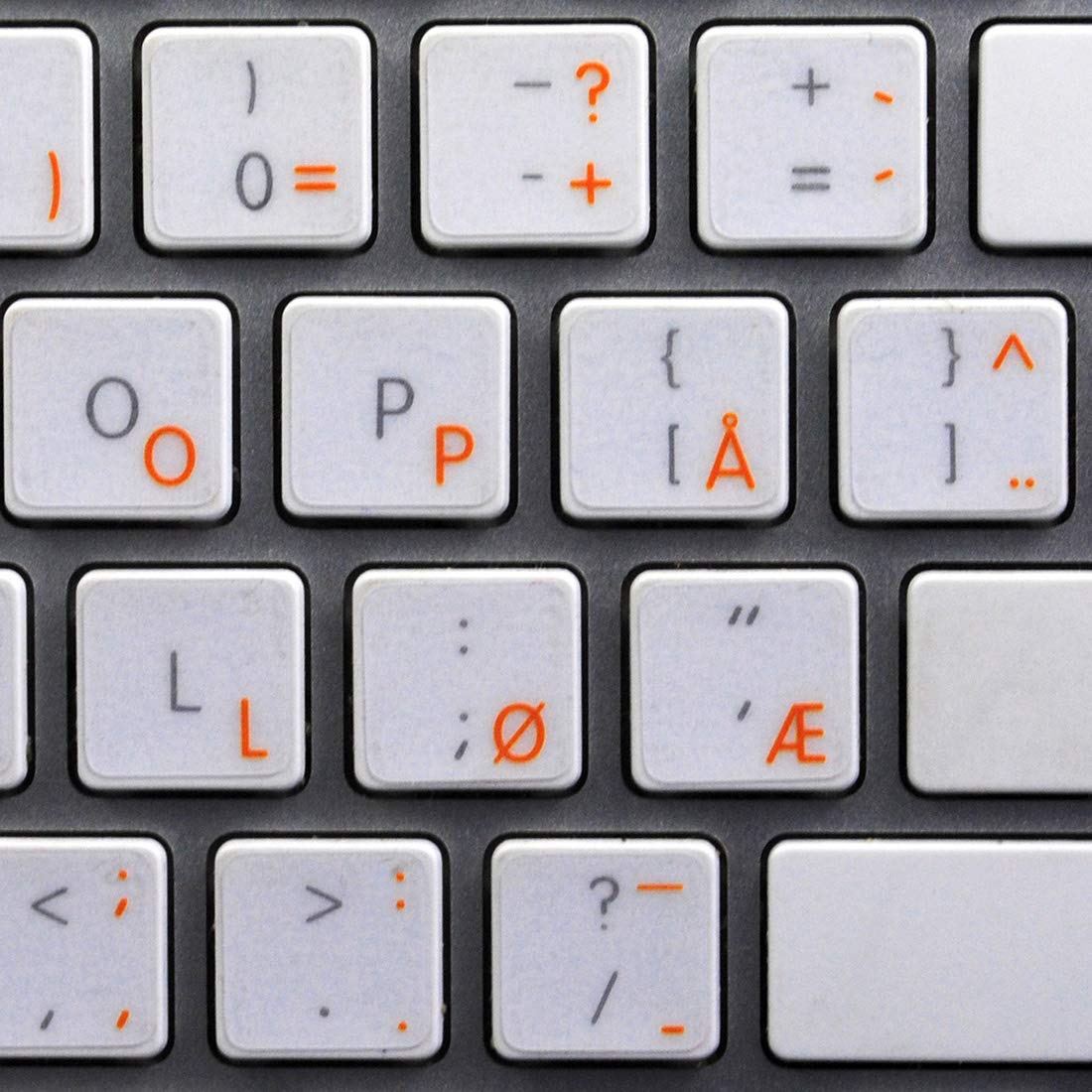 Apple Norwegian Sticker for Keyboard with Orange Lettering Transparent for Desktop, Laptop and Notebook