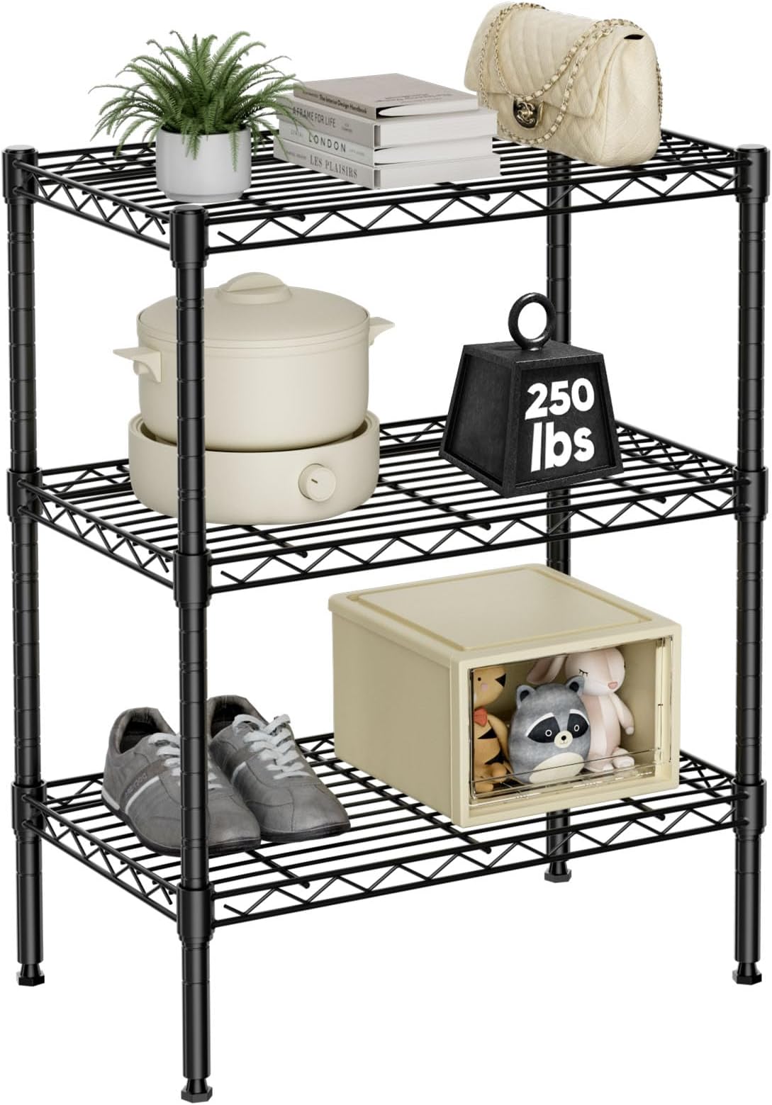 Amazon.com: UOCFYK 3-Wire Shelving Metal Storage Rack, Adjustable Steel ...