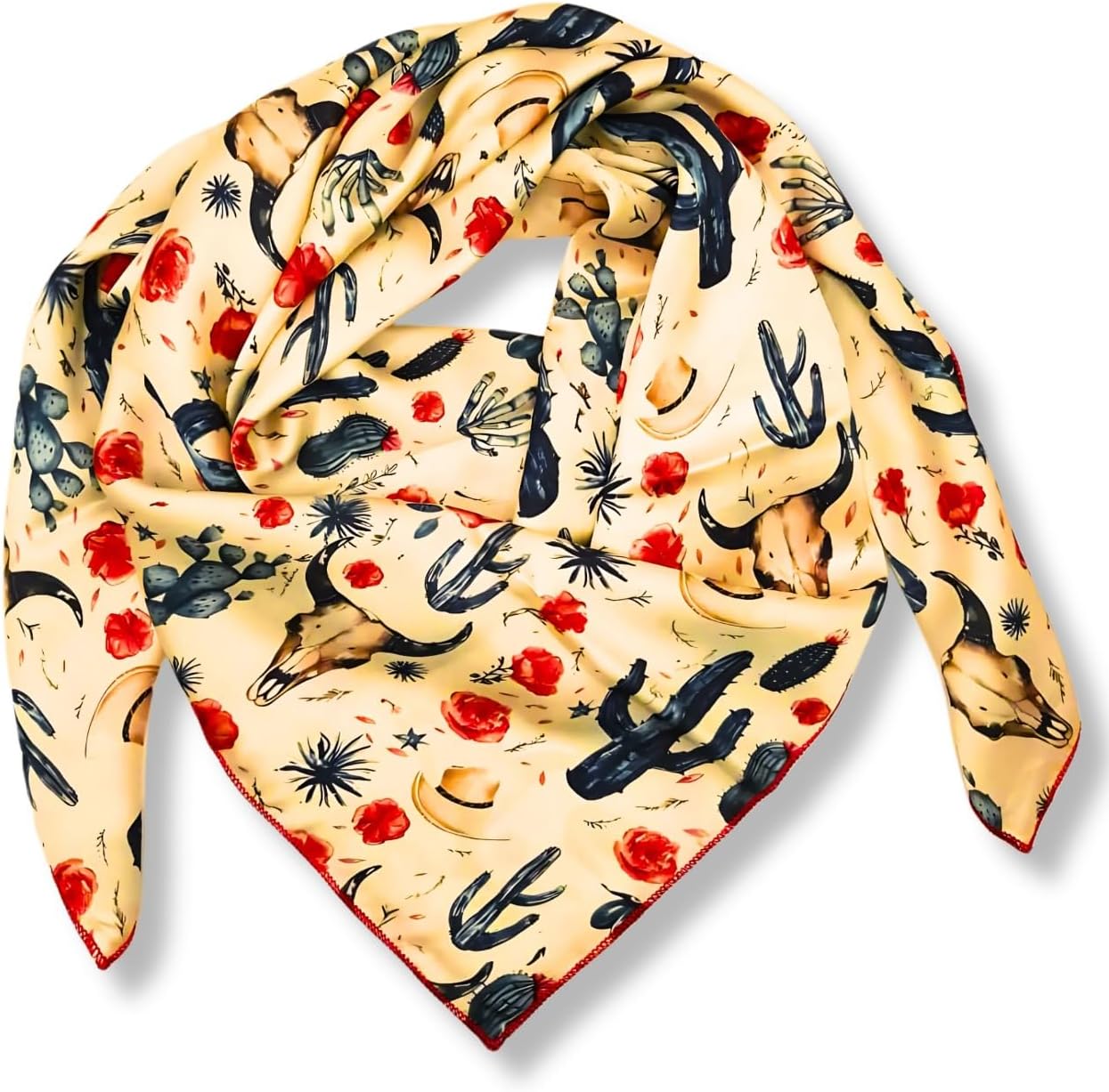 Western Cowboy Bandana Square Silky Wild Rags Cactus Pattern Tribal Scarves for Men & Women