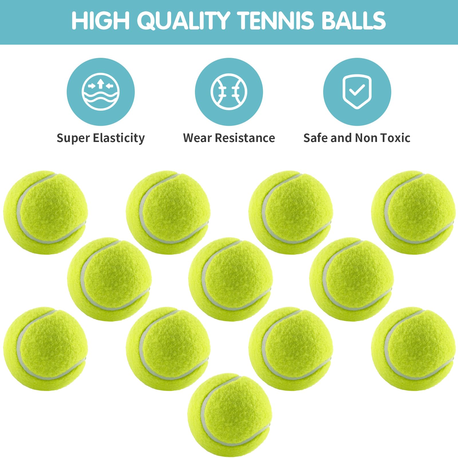 Balles de Tennis pour Chien, 12 Pièces, Balles de Tennis Récréatives pour Débutants