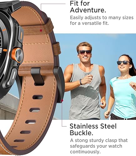 Miniatura 6 de Miimall Leather Band for Samsung Galaxy Watch Ultra 47mm(2025/2024), Premium Full Grain Leather Strap with Metal Connector, Rugged Elegant