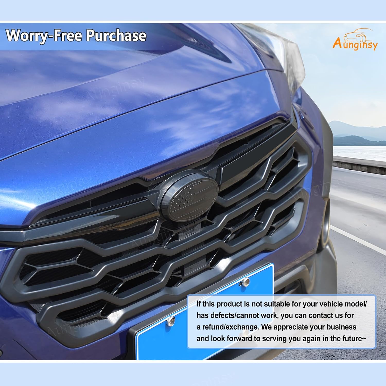 Aunginsy Front Emblem Trim Cover Compatible with Subaru Crosstrek GU 2024 2025 Car Front Grille Emblem Badge Logo Cover Front Hood Circle Logo Decorative Cover ABS Accessories, USA Flag Pattern