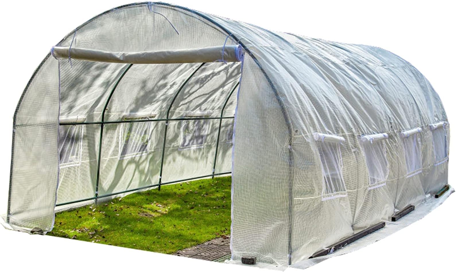 Outdoor Polytunnel Greenhouse with Heavy Duty Steel Frame, Large Walk in Greenhouse Tunnel Garden Plant Tomato Growhouse Hot House, 2m/3m/4m/5m/6m Long (Size : 200x200x200cm)