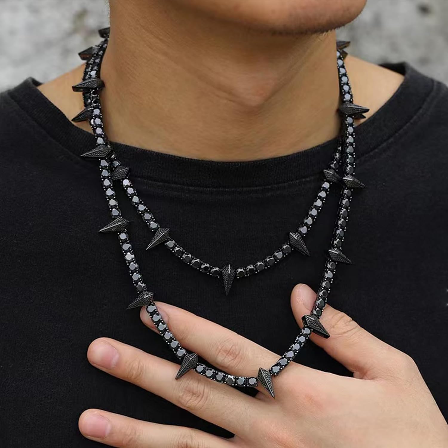 Necklace For Men, Black Panther Hero Men's Jewelry Hip Hop Diamond Square Chain Jewelry Gift for Men Women Birthday Father Day Gifts for Husband Father Boyfriend Son 18inch