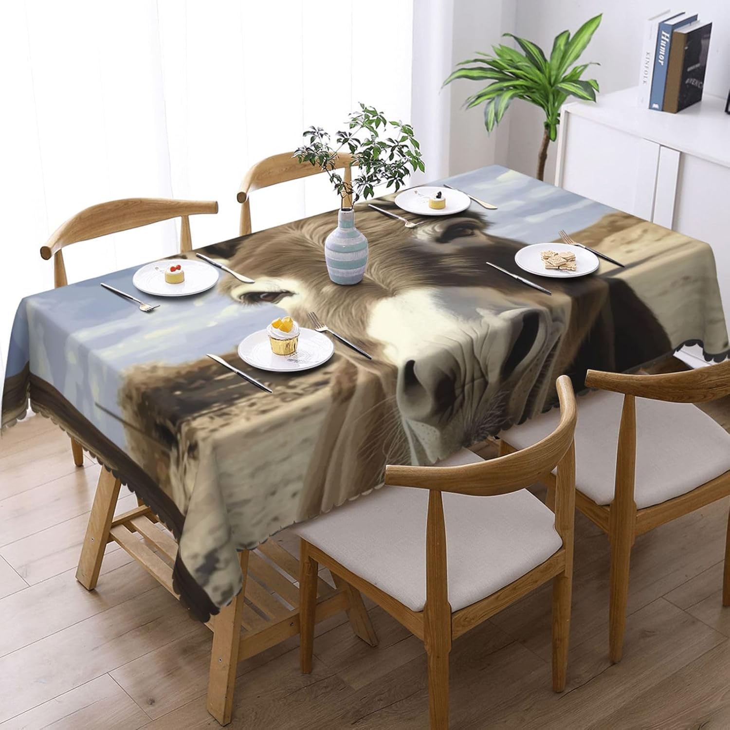 Funny Donkey Rectangle Tablecloth, Spill-Proof & Wrinkle-Free Dining Covers, Decorative Tablecloth for Kitchen, Dining, Banquet, Outdoor Picnic – 54" X 72"