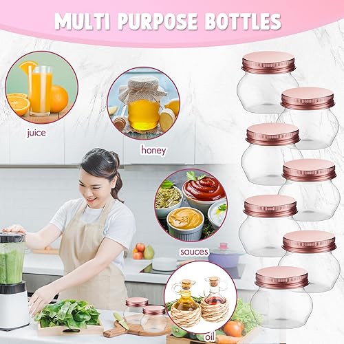 Miniatura 6 de Paquete de 60 tarros Mason con tapas, tarros de plástico transparente de 4 onzas de boca ancha, mini recipientes de almacenamiento a granel para