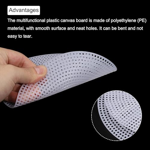 Miniatura 4 de MECCANIXITY Hoja de lona de malla de plástico de 5.8 pulgadas, lona redonda blanca en blanco para bordar, malla de ganchillo de punto, paquete de 10