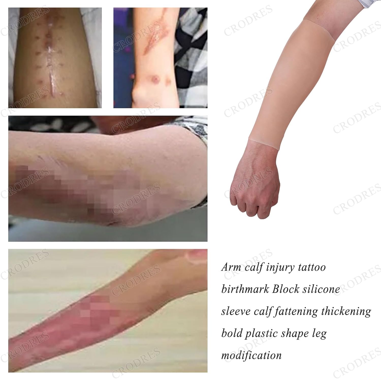 Silicone Calf Pads Leg 1 Pair Arm Enhancer Calf Corrector Artificial Cover Scar Birthmark for Thin Skinny Crooked Legs,Color 1,L