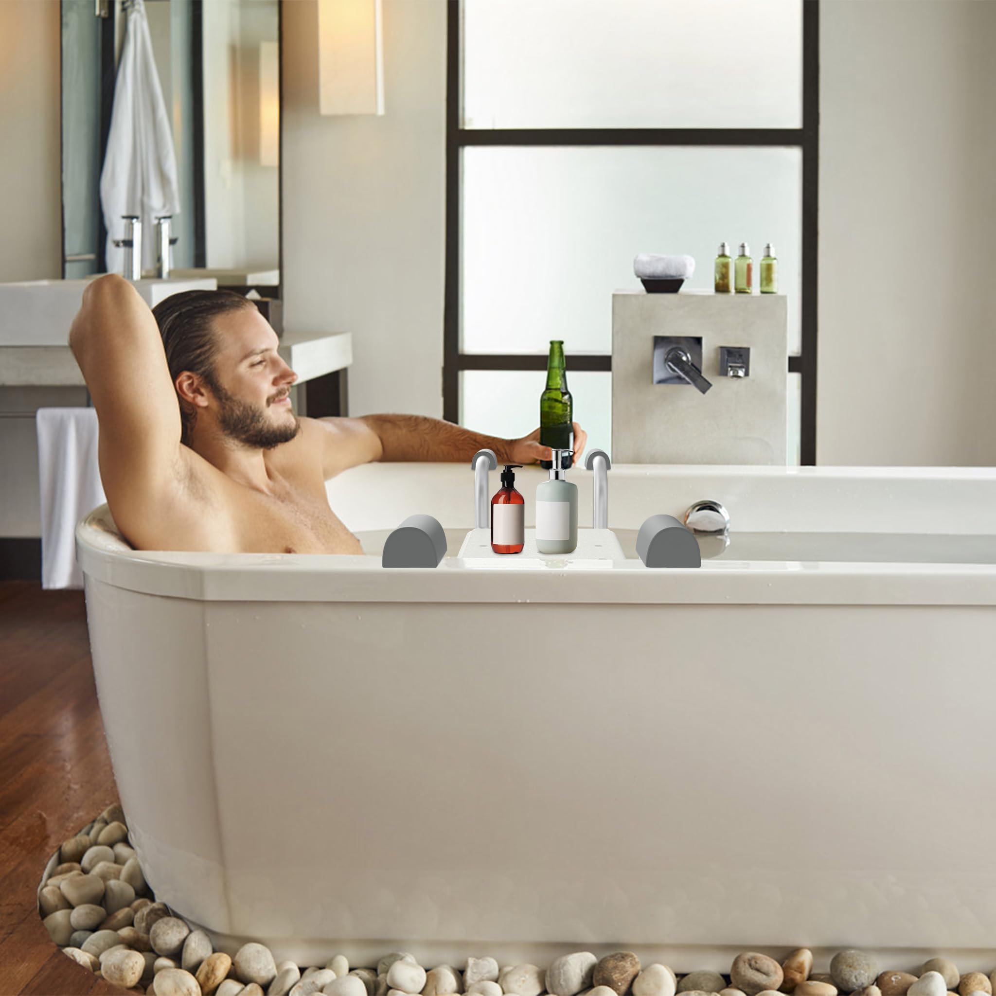 FIVMEN Sedile per Vasca da Bagno per Anziani Adulti, Sedile per Vasca Estensibile 72-82 cm Antiscivolo, Capacità fino a 150 kg, Colore: Bianco