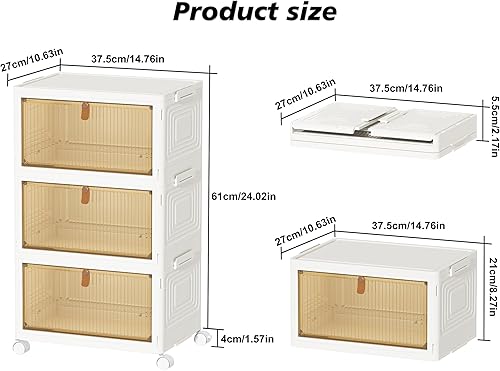 Miniatura 3 de Organizadores de armario y almacenamiento de 70 cuartos de galón, paquete de 3 contenedores de almacenamiento apilables con 1 tapa, cajas