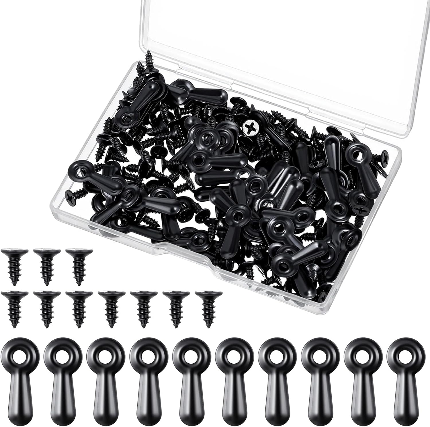 200Pcs Turn Buttons with Screws, Picture Frame Hardware Backing Clips, Metal Picture Frames Fasteners with 200 Pieces Screws for Back Secure Photo, Poster, and Artwork Display for Hanging