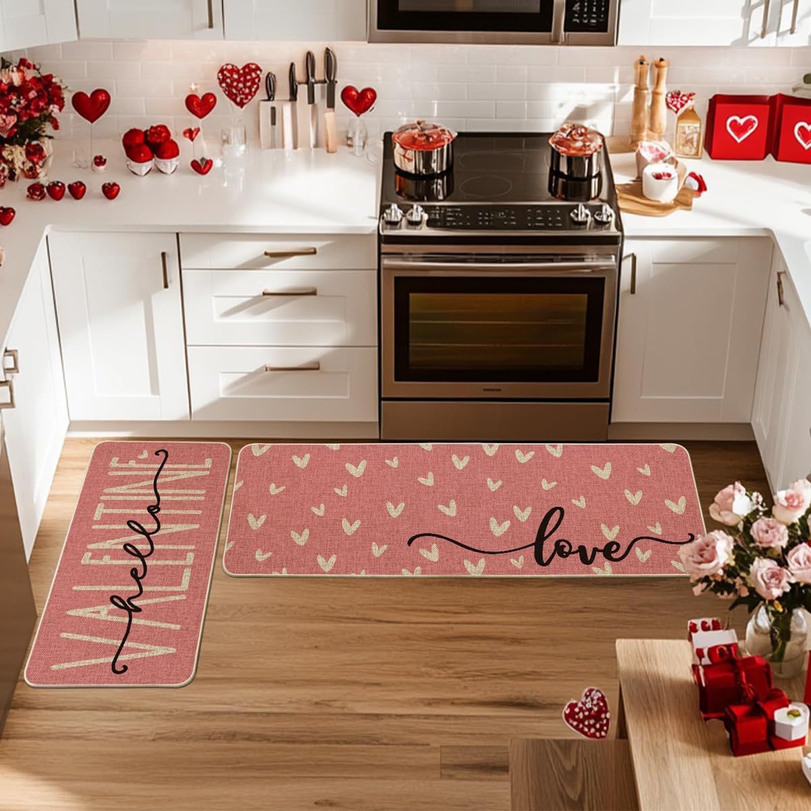 Tapis de cuisine rouge contre les sols glissants tapis de sol 160cm