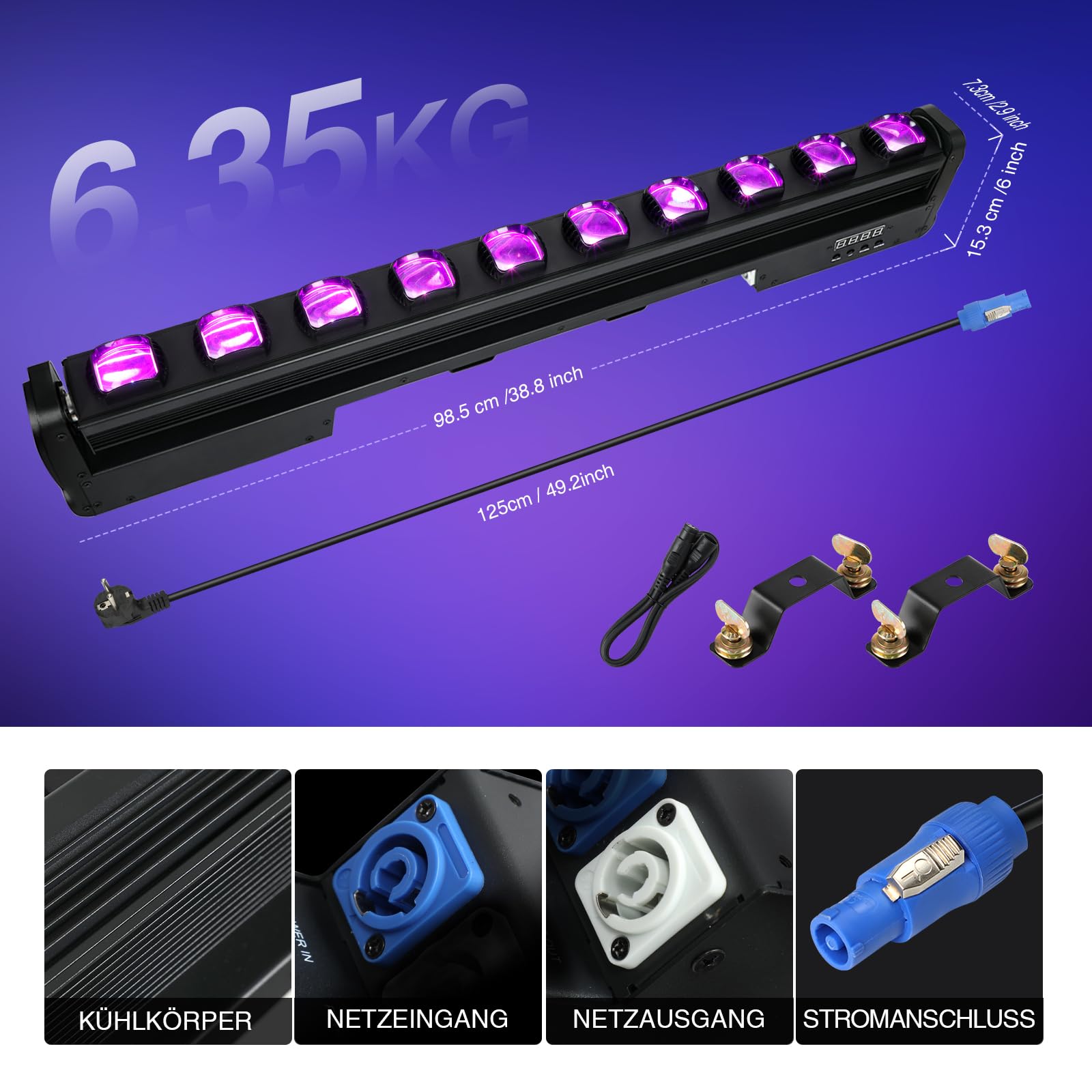 BETOPPER Moving Head Wallwasher LED Bühnenlichter, 10x15W RGBW LED Bar DMX512 Swing Strahler Partylichter DJ Lichter Außenwandlichter für Bühnen Live Events, Bars, Disco, Partys, Hochzeiten (1, L)