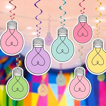 Gersoniel 36 Pcs Vbs Party Decorations Light Bulb Swirls Hanging Decorations 2026 Vacation Bible Vbs Paper Spiral Streamer for Vocation Bible Church Sunday School Classroom Home Party Supplies