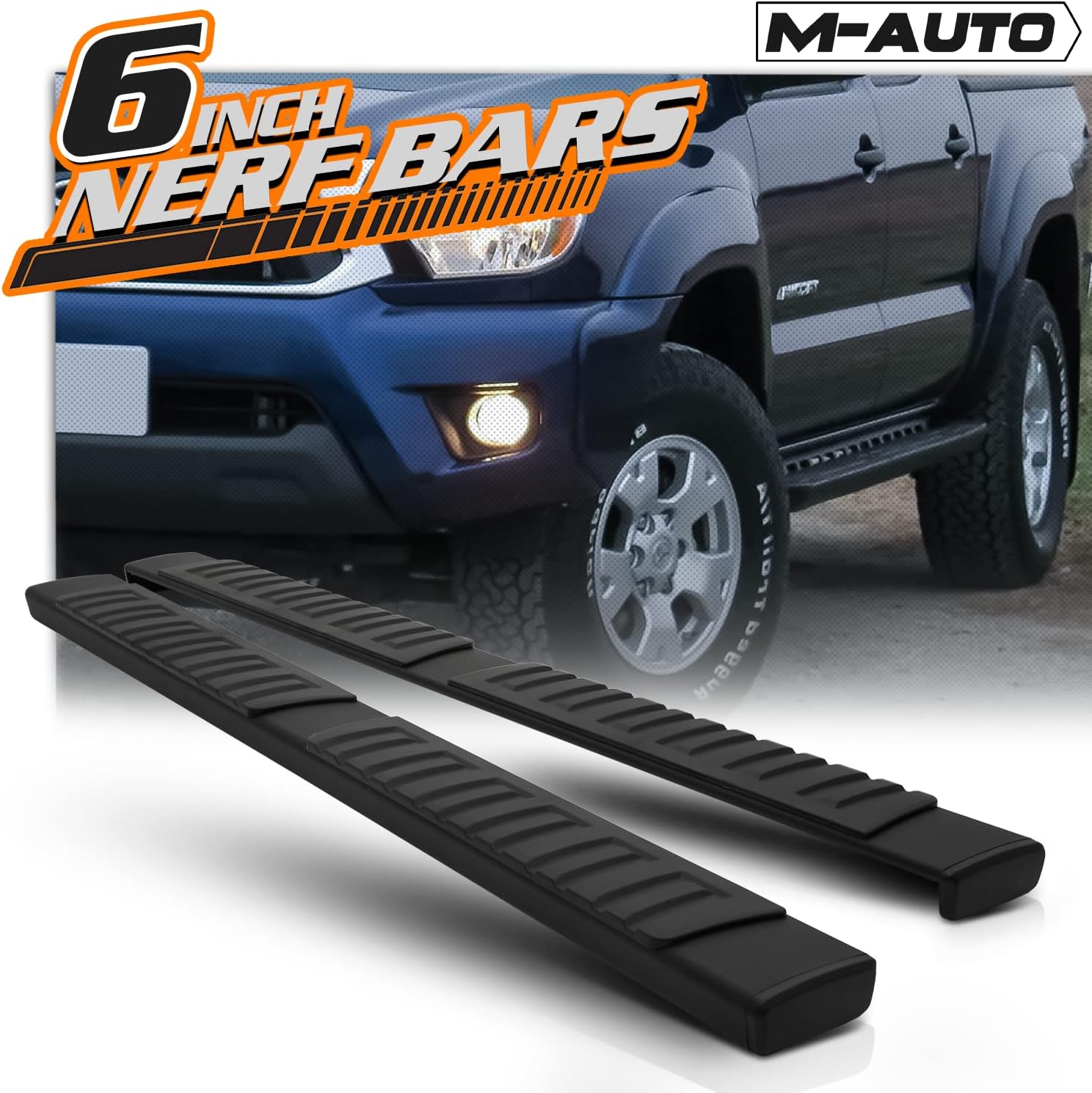 M-Auto Running Boards Side Step Bars Compatible with 2005-2023 Toyota Tacoma Access Extended Cab, Stainless Steel Side Step Nerf Bars