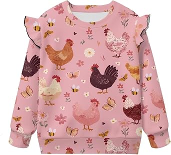 Toddler Long Sleeve Shirts Ruffle Fall Clothes Sweatshirts for Girls Home School Active Pullover 1-8 Years