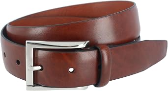 Trafalgar Broderick 32mm Leather Dress Belt Full Grain Leather, Classic Square Buckle