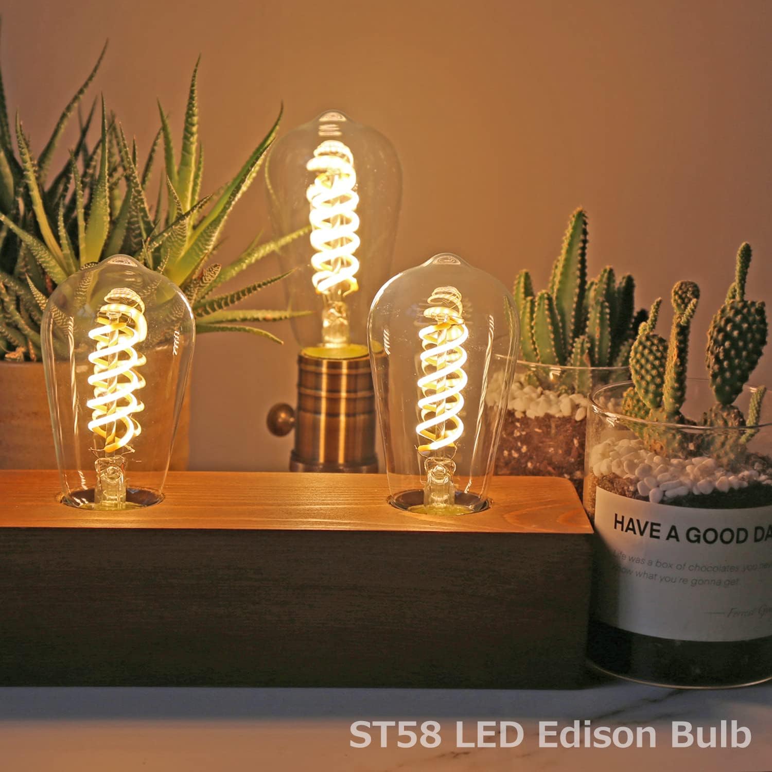 ST58 (ST19) LED Edison Bulbs 60 Watt Equivalent, CRI 80+, High Brightness Soft White 2700K Clear Glass, Dimmable Antique LED Filament Bulbs, E26 Medium Base, 6 Pack
