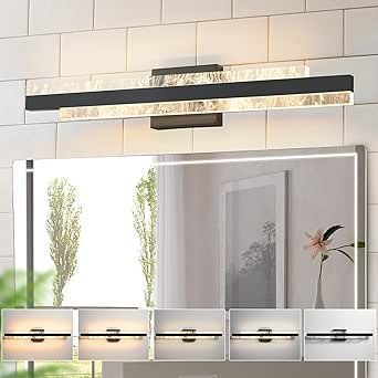 HAHZT Modern Bathroom Vanity Light: Matte Black 27 inch 28W Dimmable LED Bath Bar Light Fixtures ...