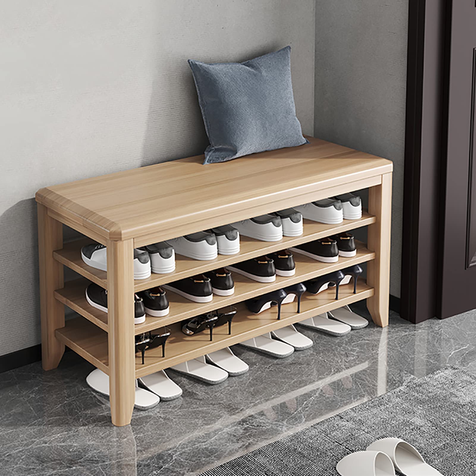 Armoire à chaussures en bois massif pour un salon et une entrée ordonnés