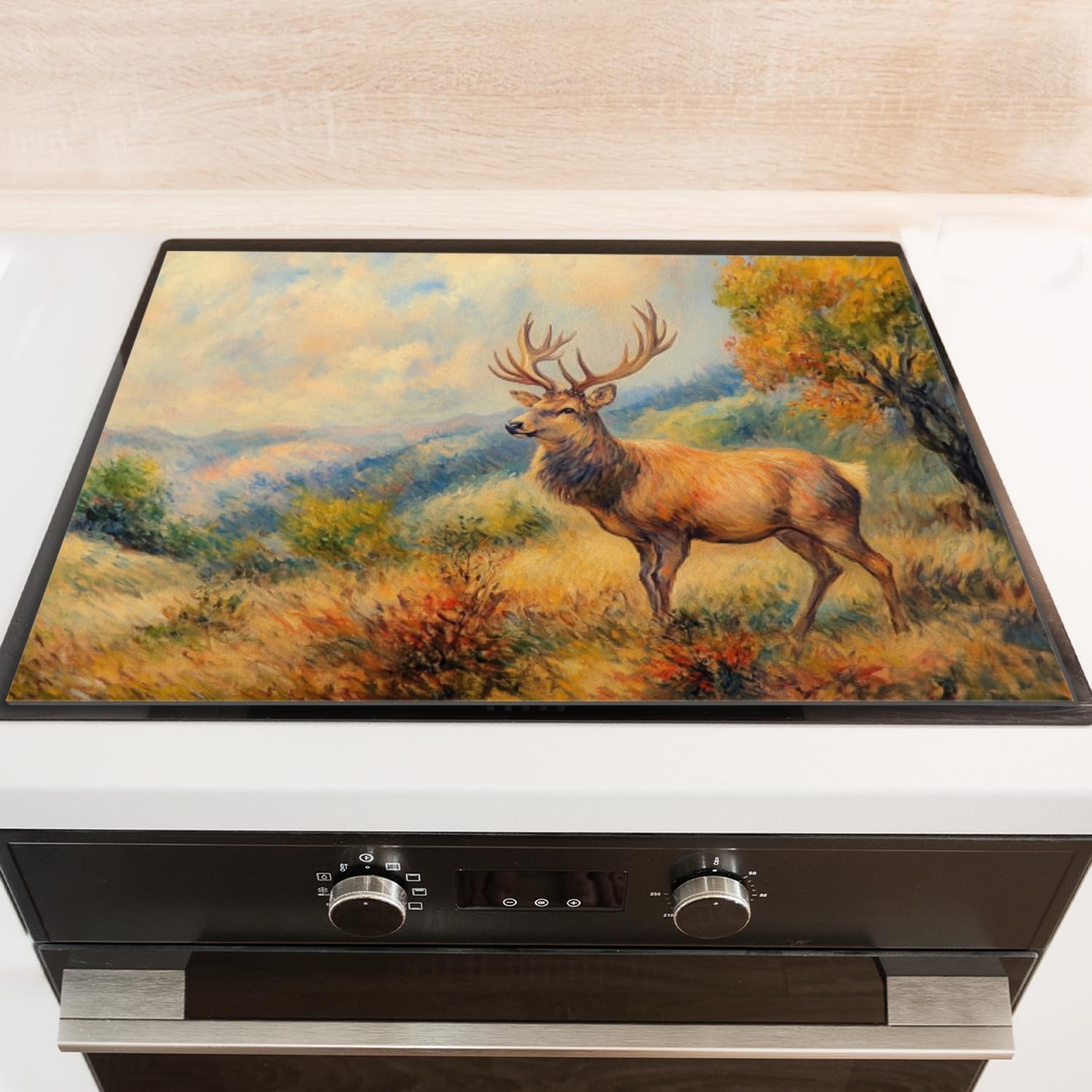 Stove Top Covers For Electric Stove,Deer With Large Antlers In A Mountainous Landscape Stove Mat For Glass Cooktop Protector,Extra Large Oven Range Top Cover 28X20In