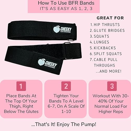 Miniatura 3 de BFR - Bandas para glúteos para mujer, correas de oclusión de flujo sanguíneo para entrenamiento de glúteos y piernas