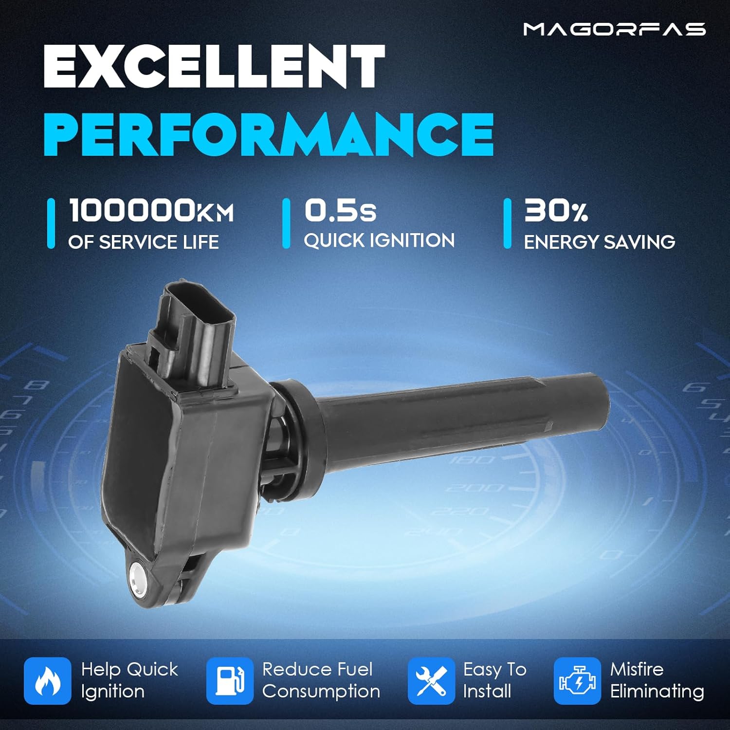 Ignition Coil Pack for Mazda 3 2012-2020 2L 2.5L, Mazda 6 2014-2020 2.5L, CX-5 2013-2020, CX-9 2016-2019 MX-5 16-18 UF656 UF-656 5C1894 C1837-4 Set